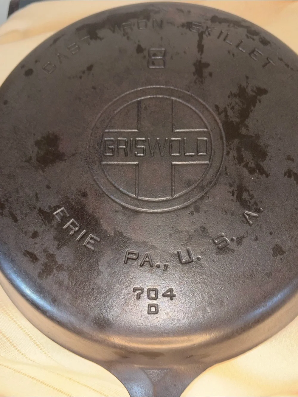 Griswold Erie PA Large Block Logo #8 Cast Iron Skillet 704 D Fully Restored